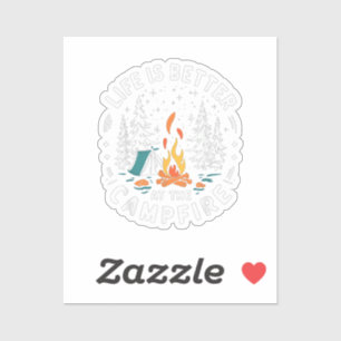 Leven is beter bij het kampvuur Grappig kamperen Sticker