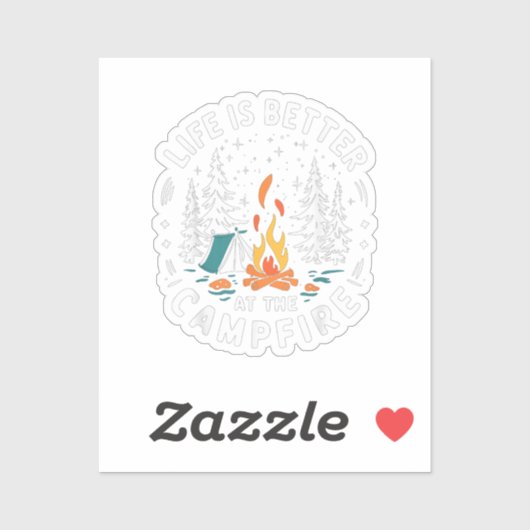 Leven is beter bij het kampvuur Grappig kamperen Sticker (Vel)