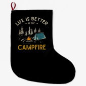 Leven Is Beter Bij Het Kampvuur Grappige Camper Grote Kerstsok (Voorkant)