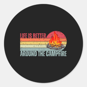 Leven is beter bij het kampvuur Grappige Camper Ka Ronde Sticker