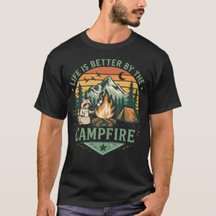 Leven is beter bij het kampvuur Grappige wasbeer k T-shirt