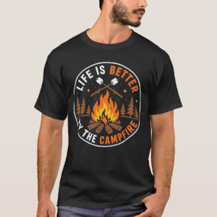 Leven is beter bij het kampvuur kamperen camper t-shirt