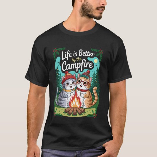 Leven is beter bij het kampvuur Smores grappige ka T-shirt (Voorkant)
