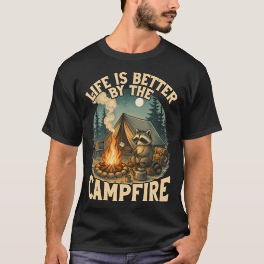 Leven is beter bij het kampvuur S'mores Grappige W T-shirt (Voorkant)