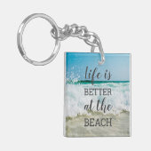 Leven Is Beter Bij Het Strand Foto Typografie Sleutelhanger (Voorkant Links)