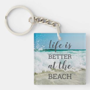 Leven Is Beter Bij Het Strand Foto Typografie Sleutelhanger