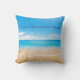 Leven is beter bij het strand throw kussen, persoo kussen