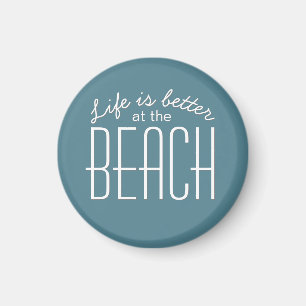 Leven is beter bij het strand typografie quote magneet