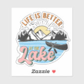 Leven is beter bij Lake Mountains Canoe Zonsonderg Sticker (Vel)