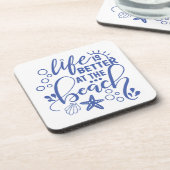 Leven Is Beter Bij Strand Strandhuis Oceaan Condo Bier Onderzetter (Linkerzijde)