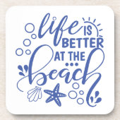 Leven Is Beter Bij Strand Strandhuis Oceaan Condo Bier Onderzetter (Voorkant)