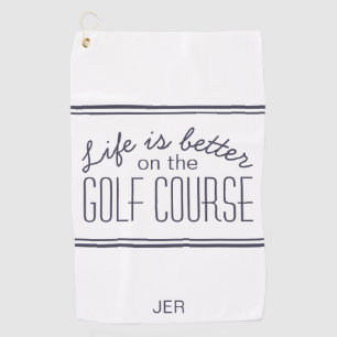 Leven is beter golfbaan citaat wit & blauw golfhanddoek