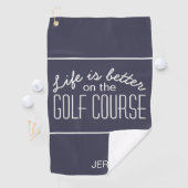 Leven is beter golfbaan cute sport pro blue golfhanddoek (Insitu)
