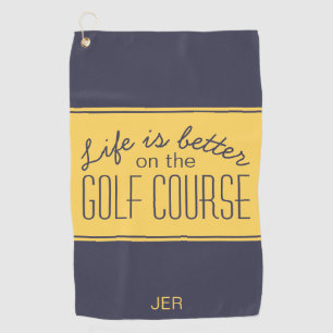 Leven is beter golfbaan sporten pro blauw geel golfhanddoek