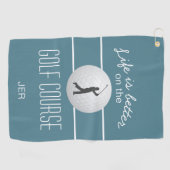 Leven is Beter Golfen Quote Initiaal Turquoise Golfhanddoek (Horizontaal)