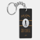 Leven is beter golfer monogram zwart oranje aangep sleutelhanger (Voorkant Links)