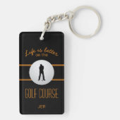 Leven is beter golfer monogram zwart oranje aangep sleutelhanger (achterkant)
