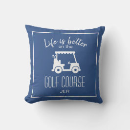 Leven is beter Golfkar Blauw Monogram Golf Kussen