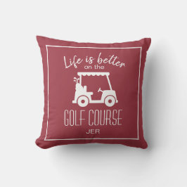 Leven is beter Golfkar Burgundy Monogram Golf Kussen