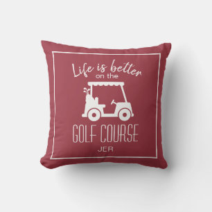 Leven is beter Golfkar Burgundy Monogram Golf Kussen