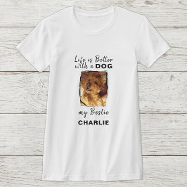 Leven is beter hondenfoto naam zwart t-shirt