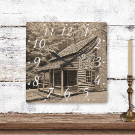Leven is beter in de Country Old Mountain Cabin Vierkante Klok