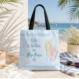 Leven Is Beter In Flip Flops Strandtas Tote Bag