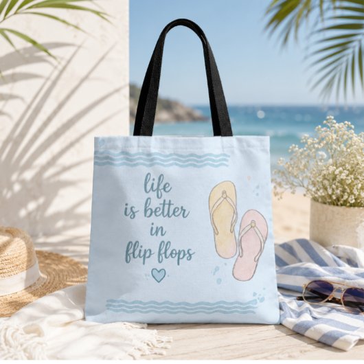 Leven Is Beter In Flip Flops Strandtas Tote Bag