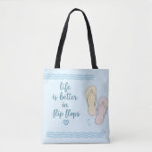 Leven Is Beter In Flip Flops Strandtas Tote Bag (Voorkant)