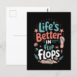 Leven is beter in teenslippers – Leuke tropische s Briefkaart