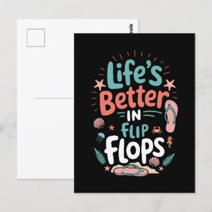 Leven is beter in teenslippers – Leuke tropische s Briefkaart