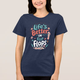 Leven is beter in teenslippers – Leuke tropische s Tri-Blend Shirt