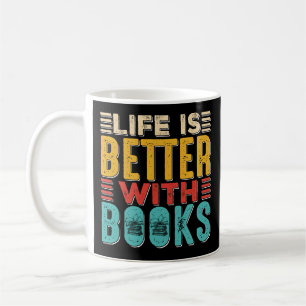Leven is beter met boeken zwarte mok