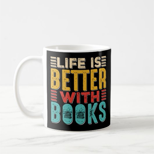 Leven is beter met boeken zwarte mok (Links)
