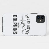 Leven is beter met dolfijnen koele hartslag lijn A Case-Mate iPhone Case (Achterkant (horizontaal))