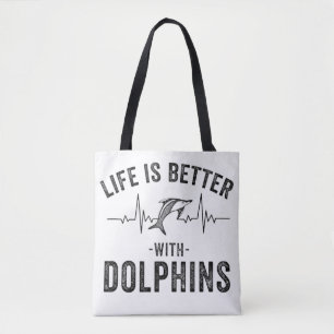 Leven is beter met dolfijnen koele hartslag lijn A Tote Bag