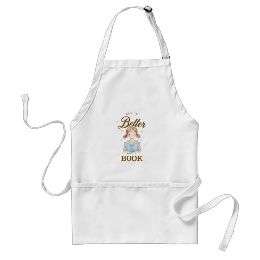 Leven is beter met een boek schort (Voorkant)