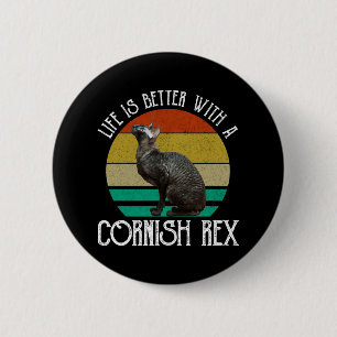 Leven is beter met een Cornish Rex Ronde Button 5,7 Cm