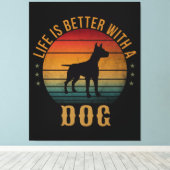 LEVEN IS BETER MET EEN DOG CANVAS AFDRUK (Insitu (Houten vloer))