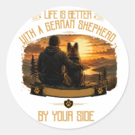 Leven is beter met een Duitse Herders vader sticke Ronde Sticker