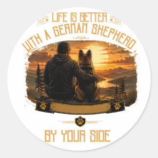Leven is beter met een Duitse Herders vader sticke Ronde Sticker
