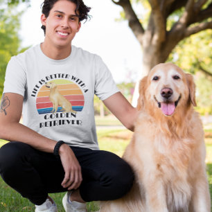Leven is beter met een gouden retriever retro t-shirt