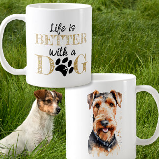 Leven is beter met een hond Airedale terrier cadea Koffiemok