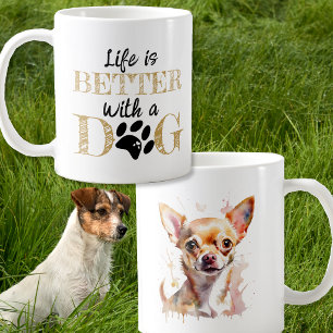 Leven is beter met een hond Chihuahua cadeau Koffiemok