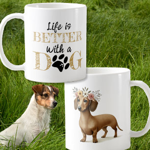 Leven is beter met een hond dachshund cadeau koffiemok