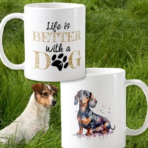 Leven is beter met een hond dachshund cadeau koffiemok
