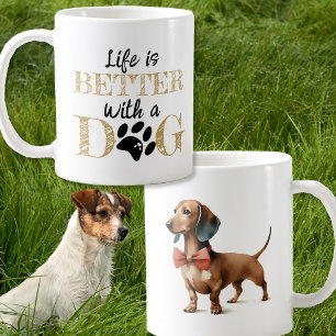 Leven is beter met een hond dachshund cadeau koffiemok