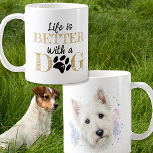 Leven is beter met een hond scotty hond cadeau koffiemok