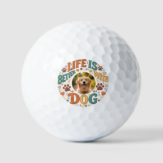 Leven is beter met een hond | Vaderdag Golfballen (Voorkant)
