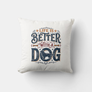 Leven is beter met een hond vintage graveerontwerp kussen